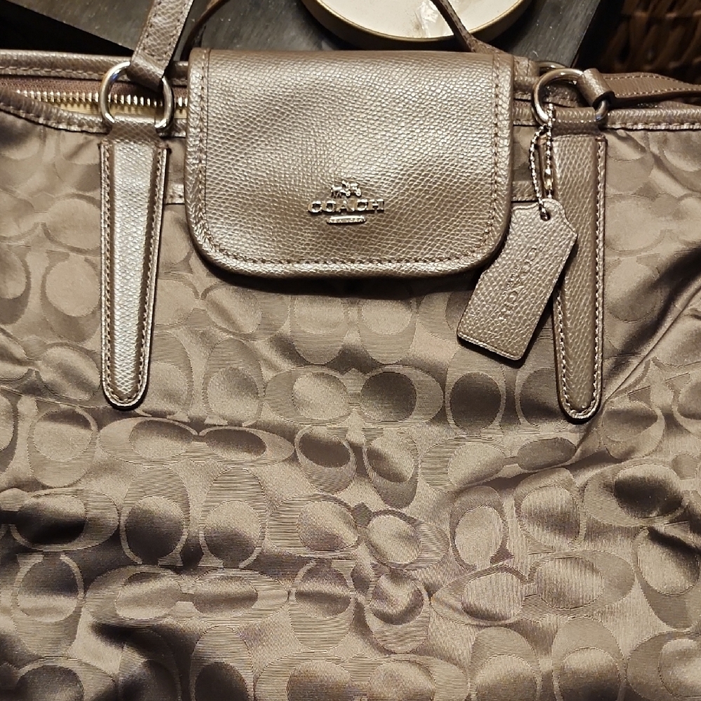 Coach Metallic Brown Signature Shoulder Bag